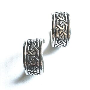 Stainless Steel Silver Irish Celtic Knot Eternity Hoop Pierced Earrings Love